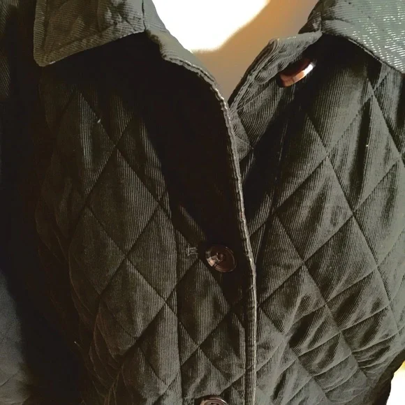 Talbots XL Women’s Quilted Jacket Corduroy Hunter Green Barn/Fisherman Core - Picture 3 of 16